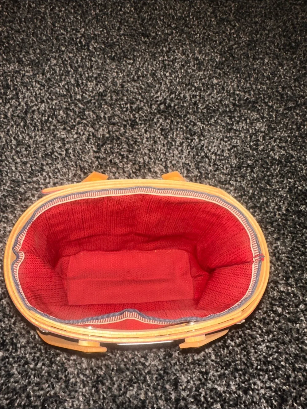 Longaberger Woven Basket Handbag with Red Accents